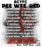 BCYFC 2025 Roster Shirts - Football Pee Wee Red