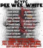 BCYFC 2025 Roster Shirts - Football Pee Wee White