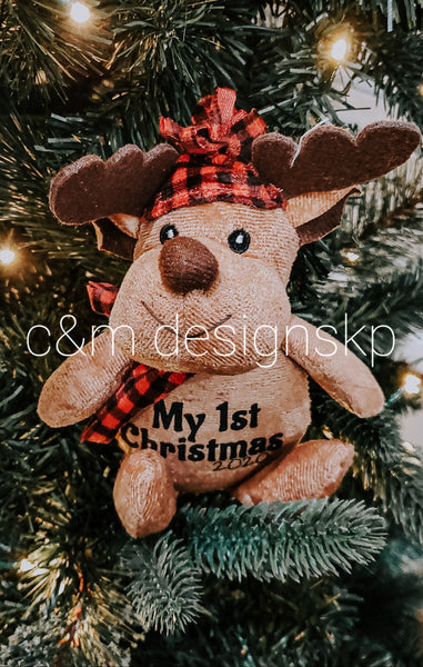 Buffalo Plaid Reindeer Plush Toy **PERSONALIZATION**